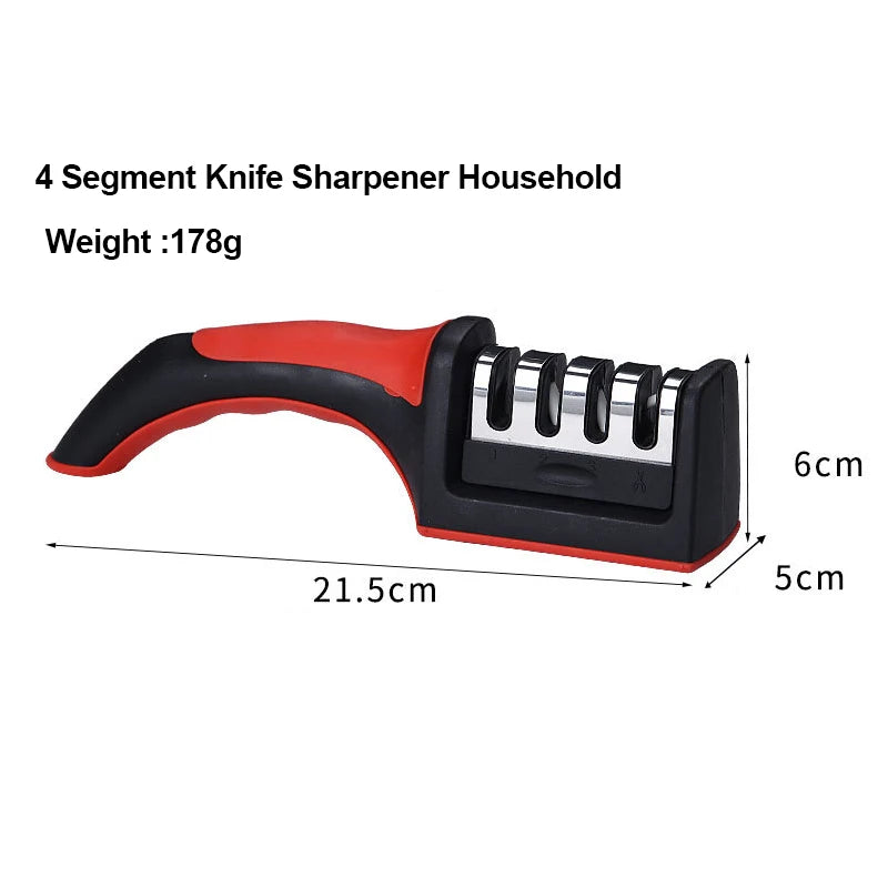 4-Segment Kitchen Knife Sharpener | Multi-Functional Handheld Sharpening Tool – Black