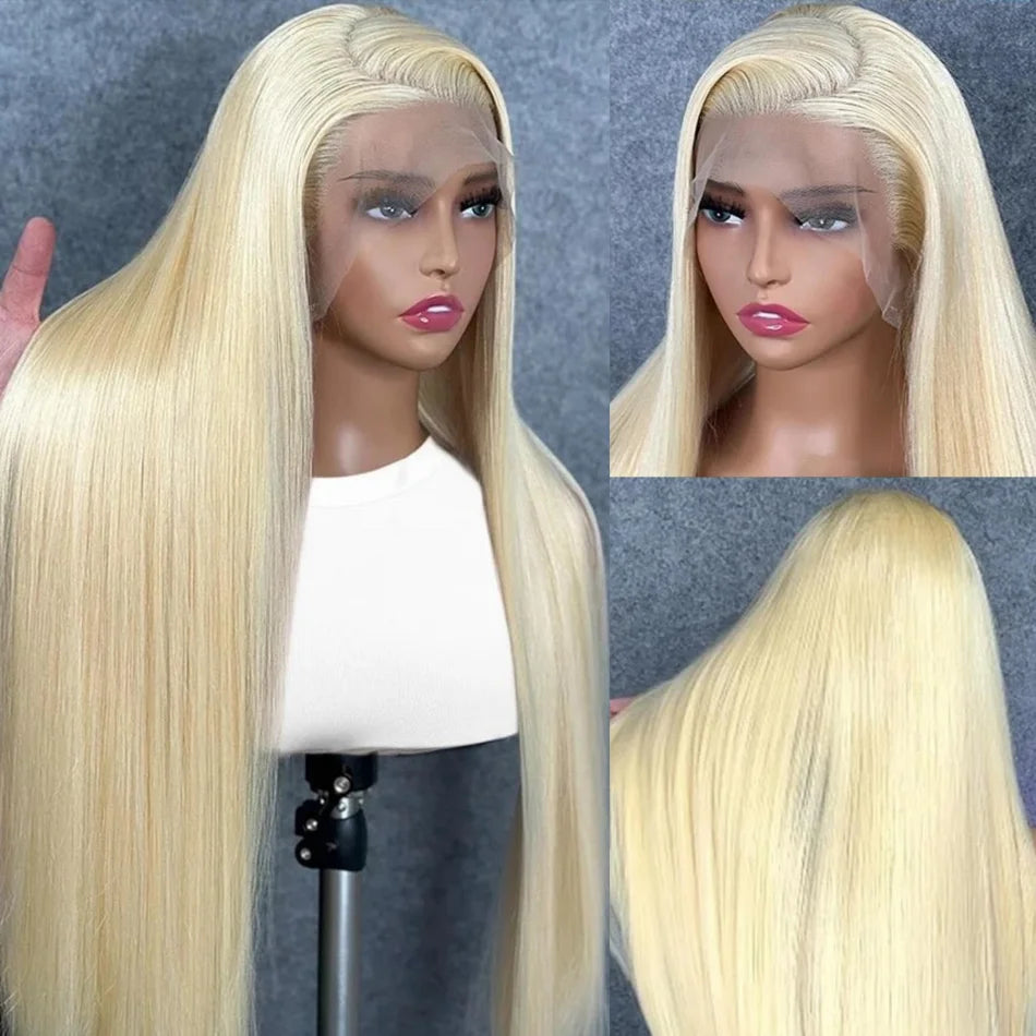 613 Blonde Straight HD Lace Frontal Human Hair Wig (13x6, Free Parting, 30–40 Inch, Up to 230 Density)
