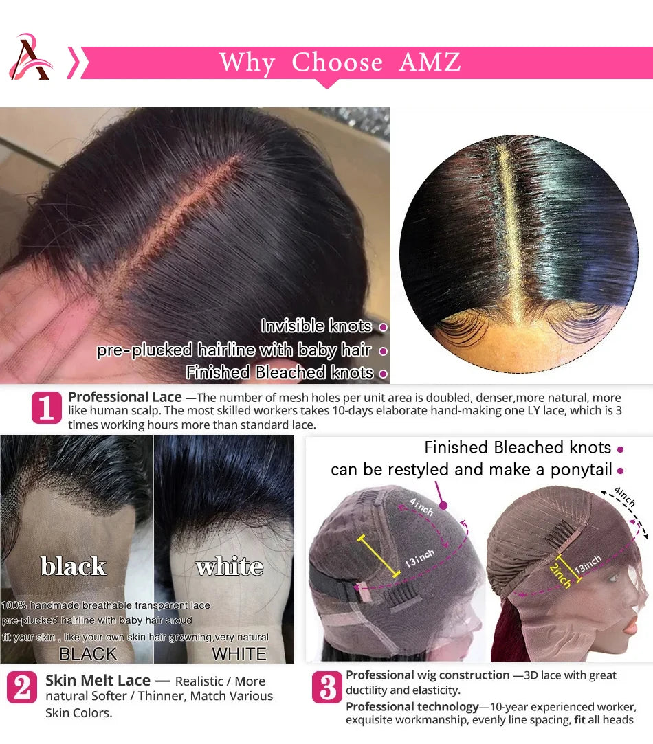 Light Pink 34–36” Body Wave HD Lace Front Human Hair Wig – Pre-Plucked, Transparent Lace, 100% Brazilian Human Hair