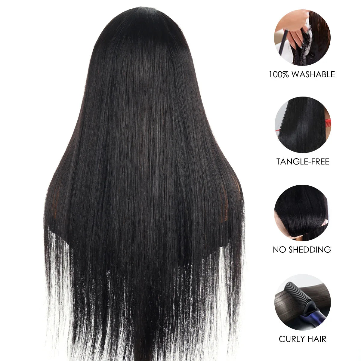 13x6 HD Transparent Lace Front Bone Straight Human Hair Wig – Pre-Plucked, 30–40 Inch