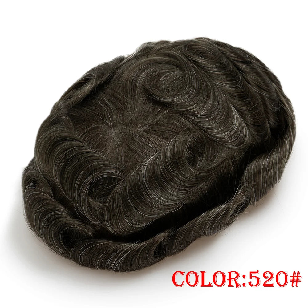 Men Toupee Wig Natural Hairline V Loop Thin Skin | Remy Human Hair System 0.03mm