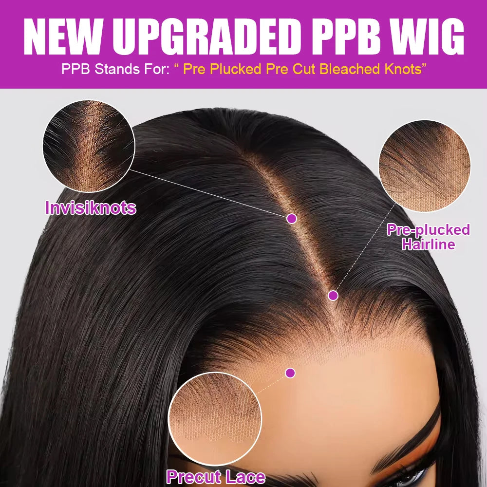 POPVIBES Bone Straight Short Bob HD Transparent Lace Front Wig (13x4/13x6) – Glueless Brazilian Remy Human Hair