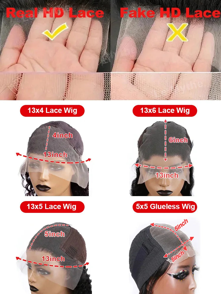 Bone Straight HD Lace Frontal Human Hair Wig 13x6 / 13x4 (30–40 Inch)