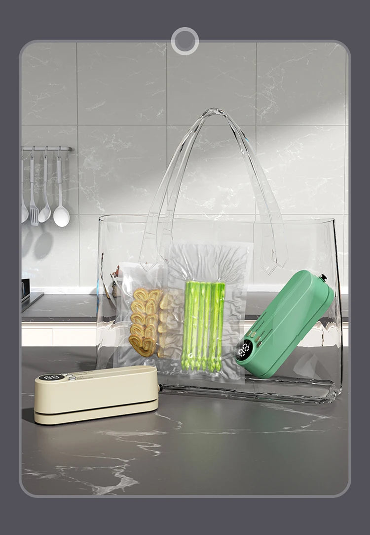 Mini Portable Vacuum Sealer – USB Rechargeable Wireless Food Saver for Dry & Moist Preservation Bags