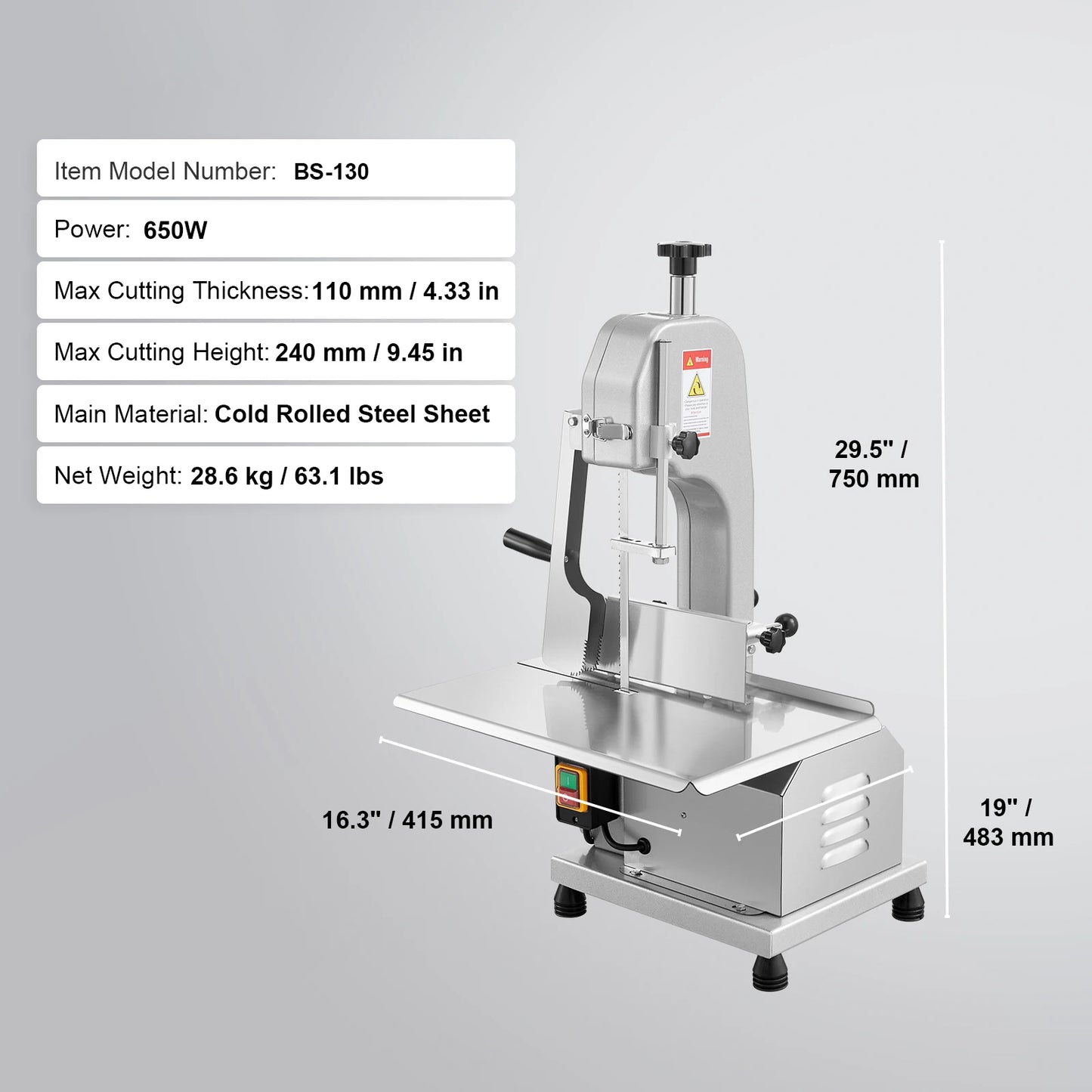 SucceBuy Commercial Meat Bandsaw 1800W – Stainless Steel Bone & Fish Cutter