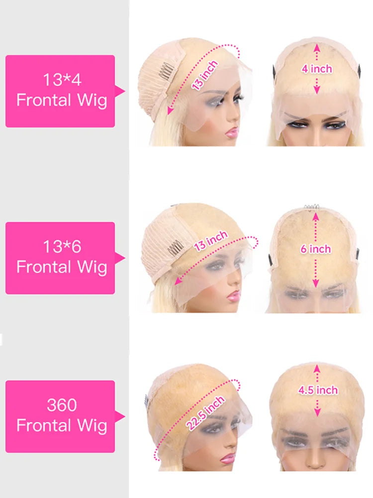 HD Transparent 613 Blonde 13x4 / 13x6 / 360 Lace Front Human Hair Wig – Bone Straight, Pre-Plucked, High Density