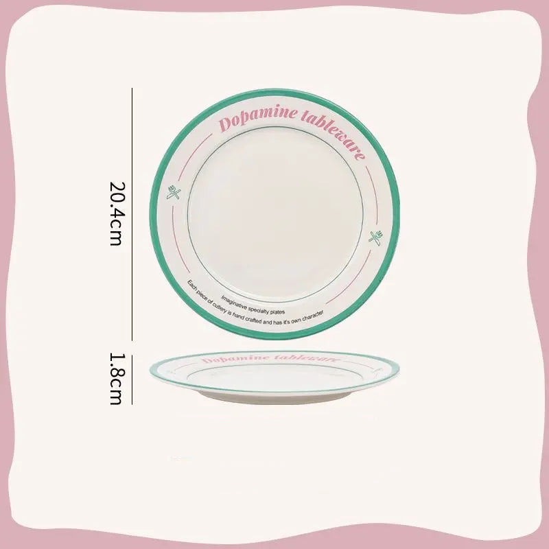 Ceramic Tableware Bowl & Plate Set for Home Use – Rice, Dessert, and Divided Plates Collection