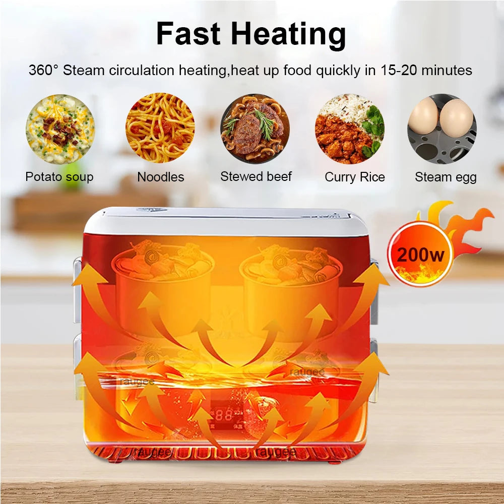 Premium Electric Heating Lunch Box – 200W Portable Food Warmer for Home, School & Travel