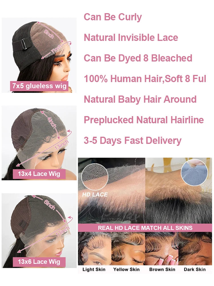 300% High Density HD Lace Front Wig (13x4 / 13x6) – Brazilian Remy Deep Wave Human Hair, Glueless (40–50 Inch)