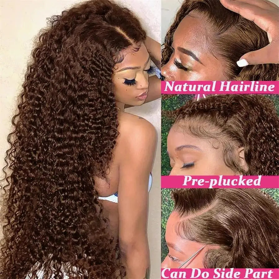 Chocolate Brown Curly HD Lace Front Wig (13x4 / 13x6, Glueless-Ready)