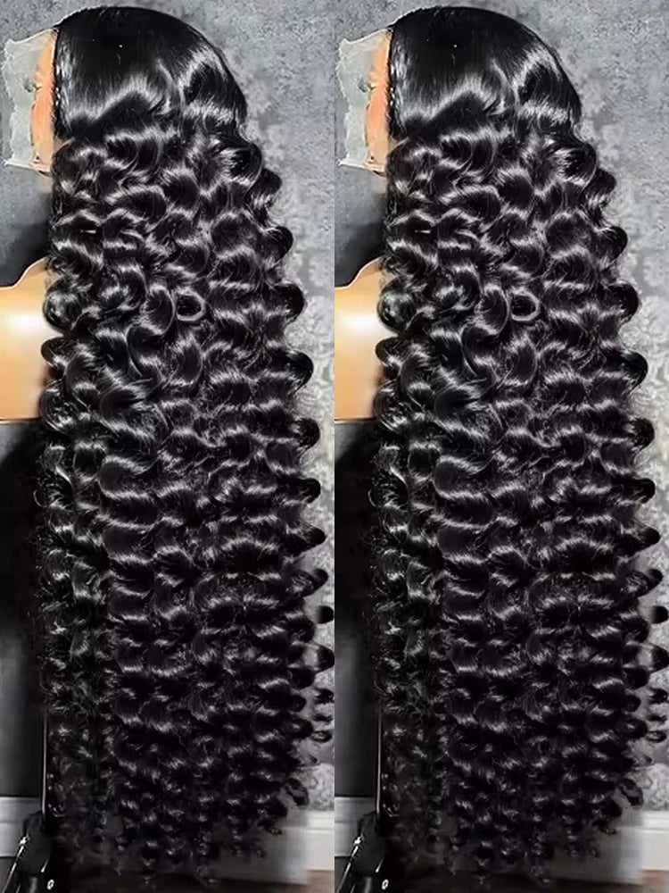 13x6 HD Transparent Loose Deep Wave Lace Front Human Hair Wig (200% Density, 30–34 inch)