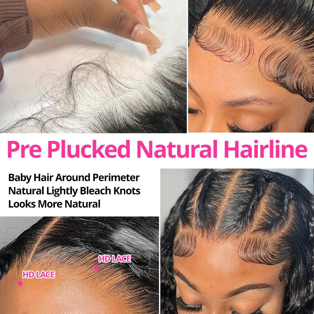 300% Density 40–46 Inch Deep Wave Lace Front Human Hair Wig | 13x6 HD Glueless Curly Wig