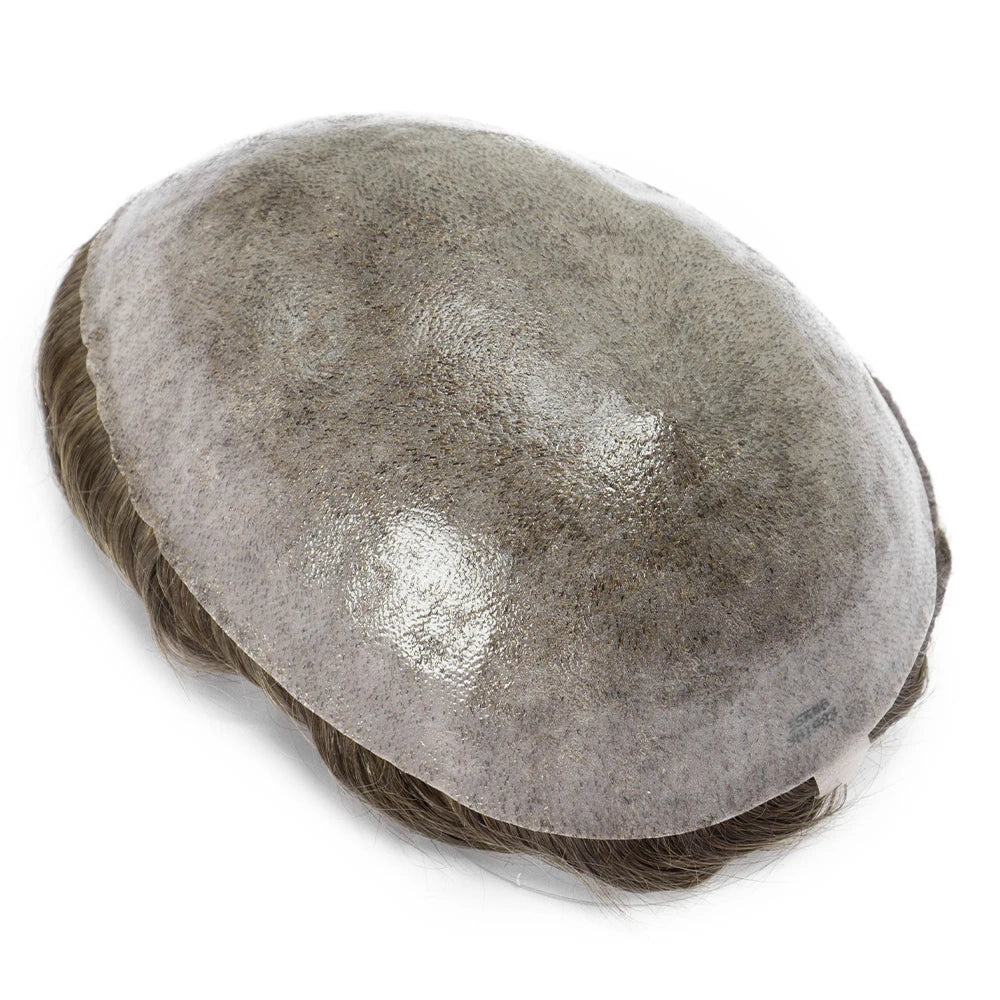 Men's Indian Human Hair Toupee – PU Skin Base, 120/130% Density