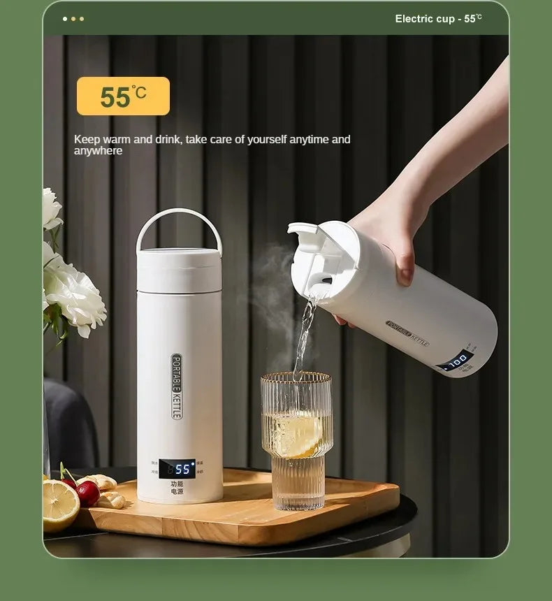 500ML Electric Kettle – Portable Tea & Coffee Travel Bottle with LED Display