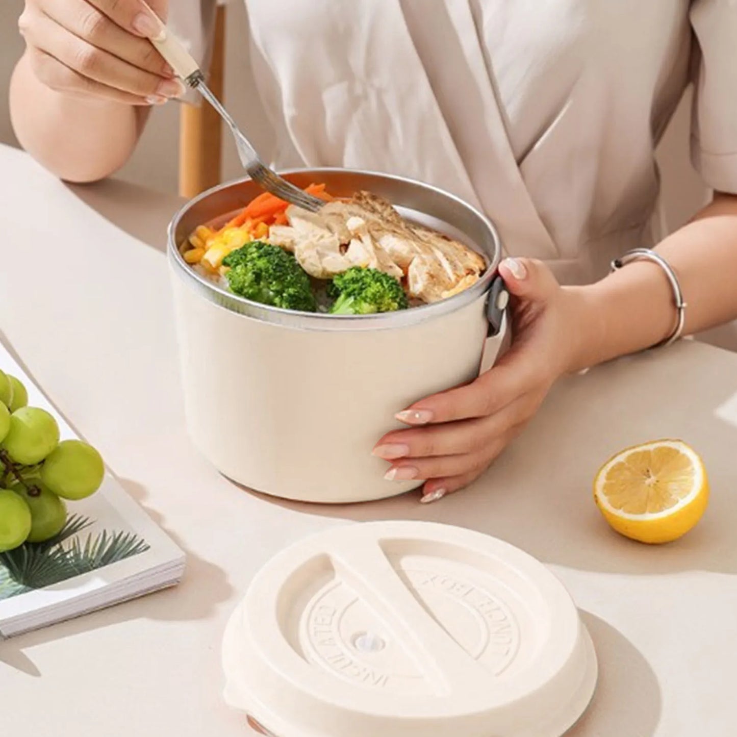 12V Portable Electric Lunch Box 1.2L Fast Heating for Travel Office Washable Food Warmer