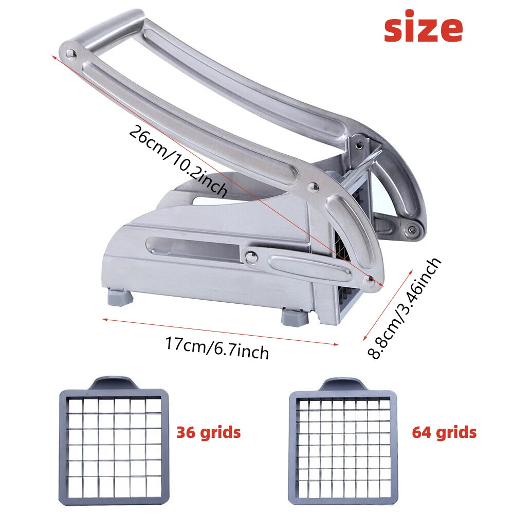 Cutting Potato Chipper Stainless Steel Manual Cut with 36/64Holes Blades Fast Cutting Manual Tool Cut Cucumber Fruits Vegetables