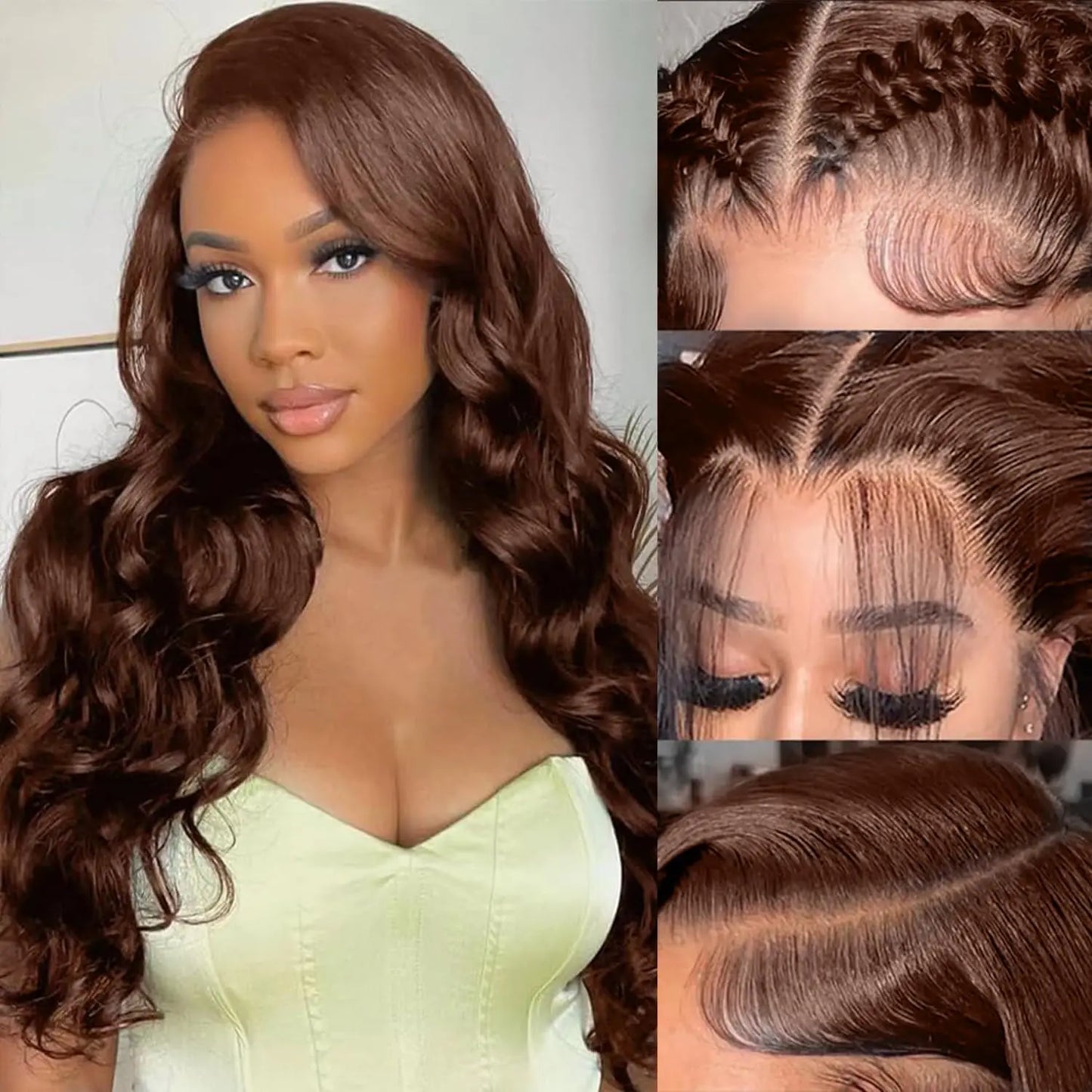 Chocolate Brown 13x4 Body Wave Transparent Lace Front Human Hair Wig – Pre-Plucked, 200% Density, 30 Inch