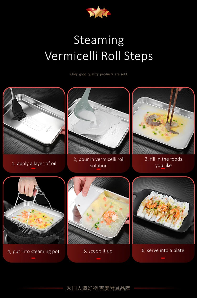 304 Stainless Steel Baking Tray – LFGB Certified, Fall-Resistant Steaming Dish (27–37.5cm Rectangular Pan)