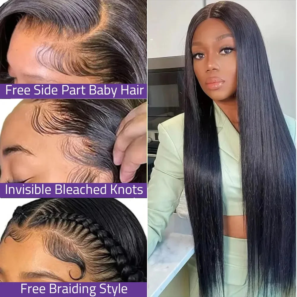 220 Density Bone Straight 13x6 HD Lace Front Wig (13x4 Option, Pre-Plucked) – Brazilian Remy Human Hair