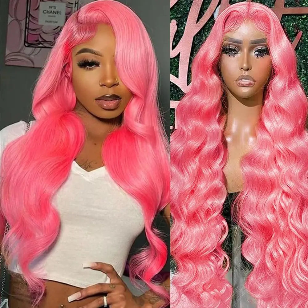 Pink Body Wave HD Lace Frontal Wig – 13x6 / 13x4 Transparent Brazilian Human Hair
