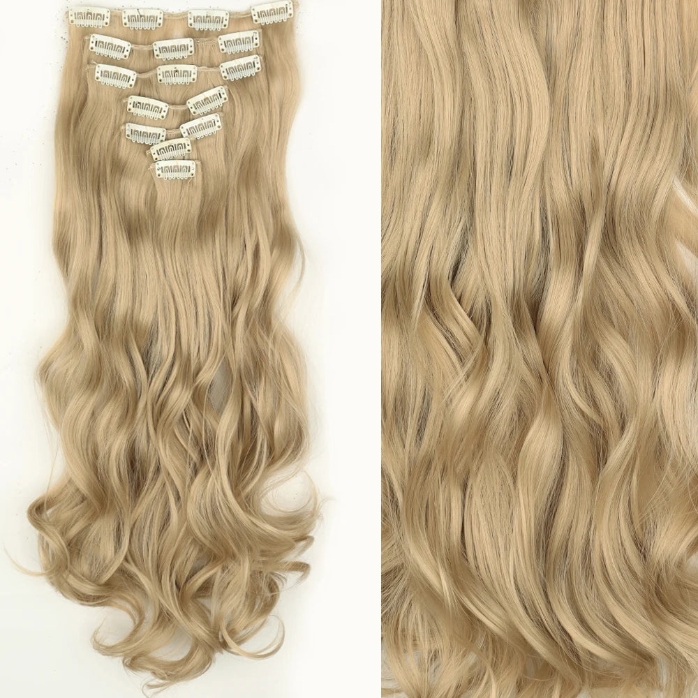 7Pcs Clip-in Hair Extensions | 24 Inch Straight | 60 Colors | Heat Resistant Fiber