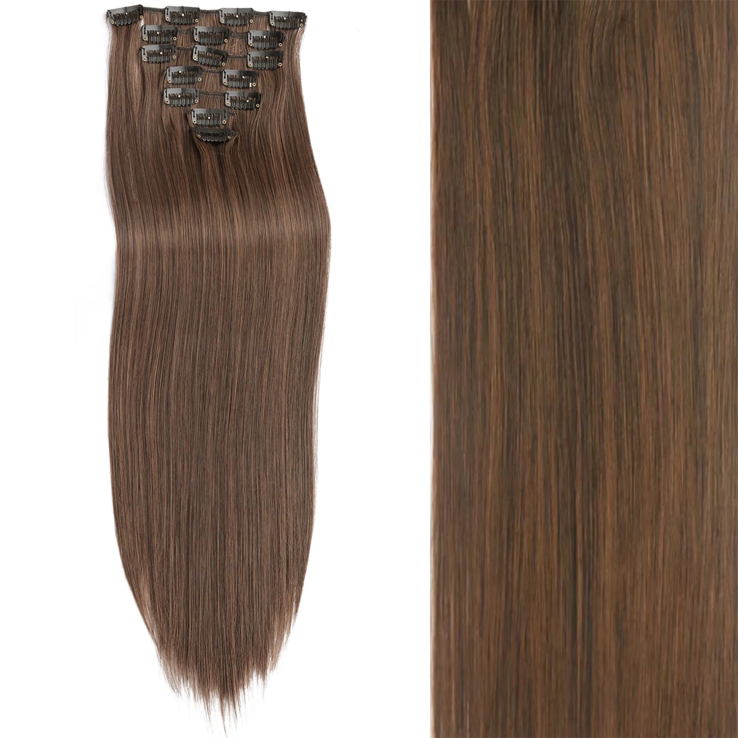7Pcs Clip-in Hair Extensions | 24 Inch Straight | 60 Colors | Heat Resistant Fiber
