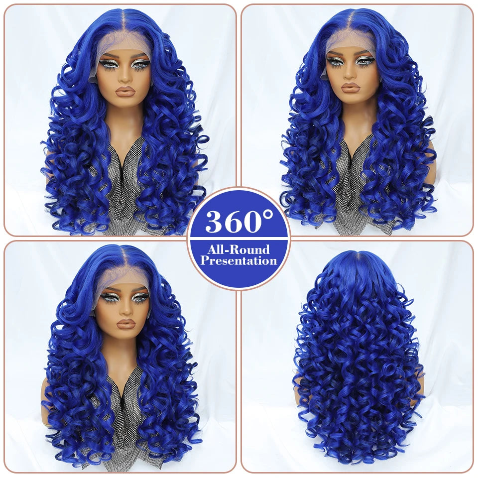 Latisha 13x6 Lace Front Wig – Curly Highlight Synthetic Wig with Baby Hair, 24 Inch Heat-Resistant Fiber