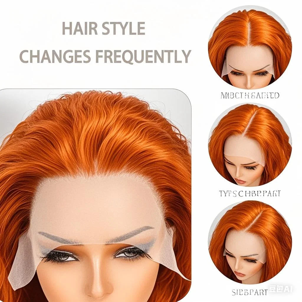 250% Density Ginger Orange Curly HD Transparent Lace Front Human Hair Wig (13x6 / 13x4, Brazilian Remy, 26”+)