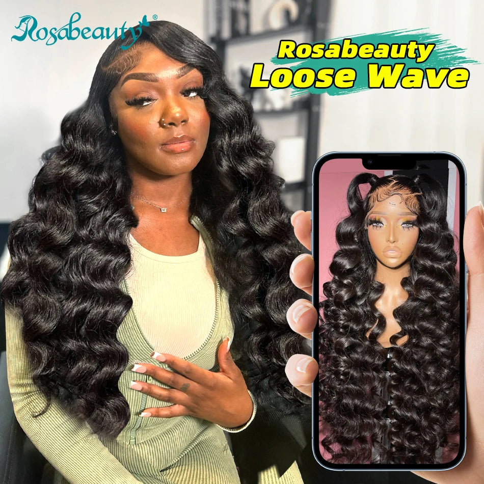 13x6 HD Transparent Loose Deep Wave Lace Front Human Hair Wig (200% Density, 30–34 inch)