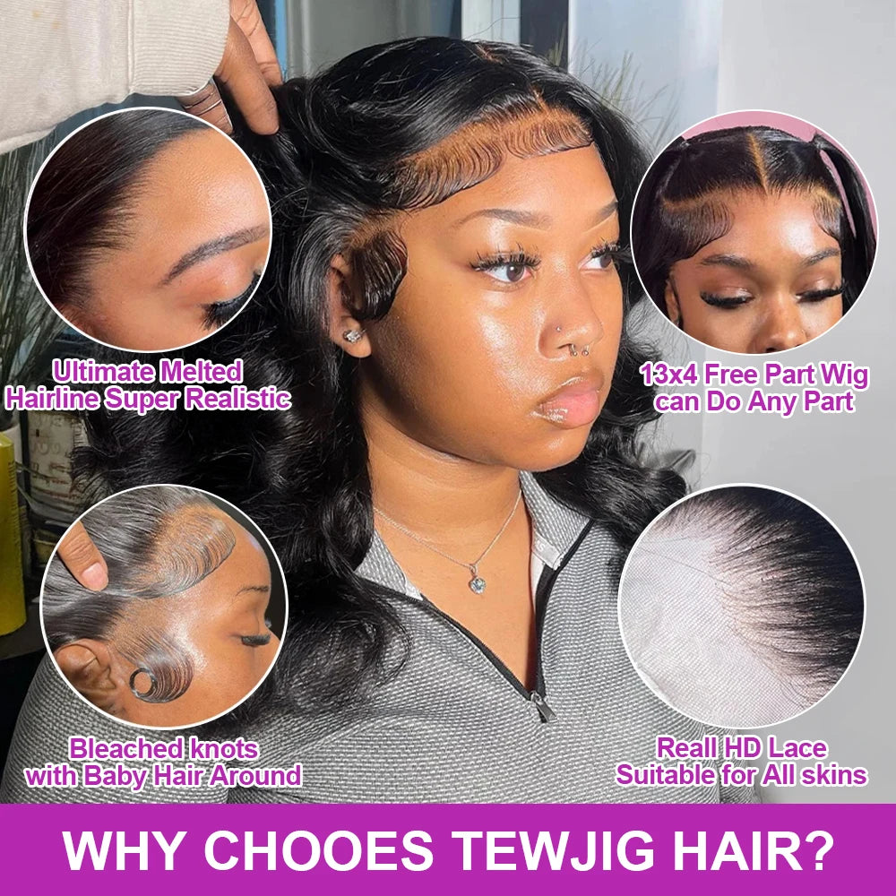 Body Wave HD Lace Frontal Wig 250% Density – Short Bob Human Hair Wig, Glueless 13x4 & 13x6 Transparent Lace, Natural Shine, Premium Salon Look