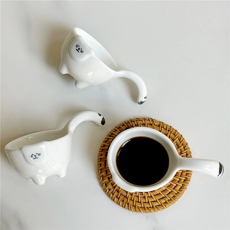 Cute Ceramic Mixing Dish with Handle – Bunny & Cat Dipping Bowl for Snacks & Sushi