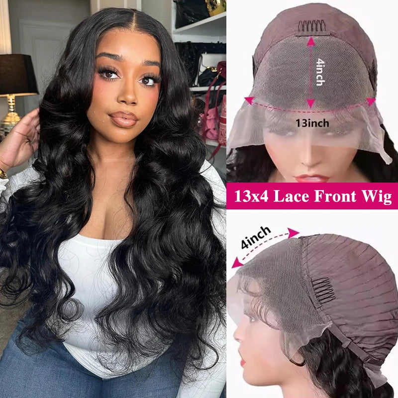 32–36 Inch Body Wave 13x6 HD Lace Front Human Hair Wig – 200% Density