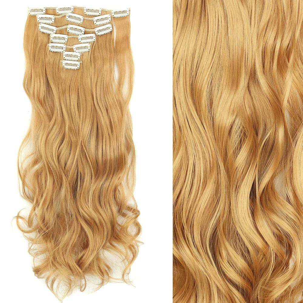 7Pcs Clip-in Hair Extensions | 24 Inch Straight | 60 Colors | Heat Resistant Fiber