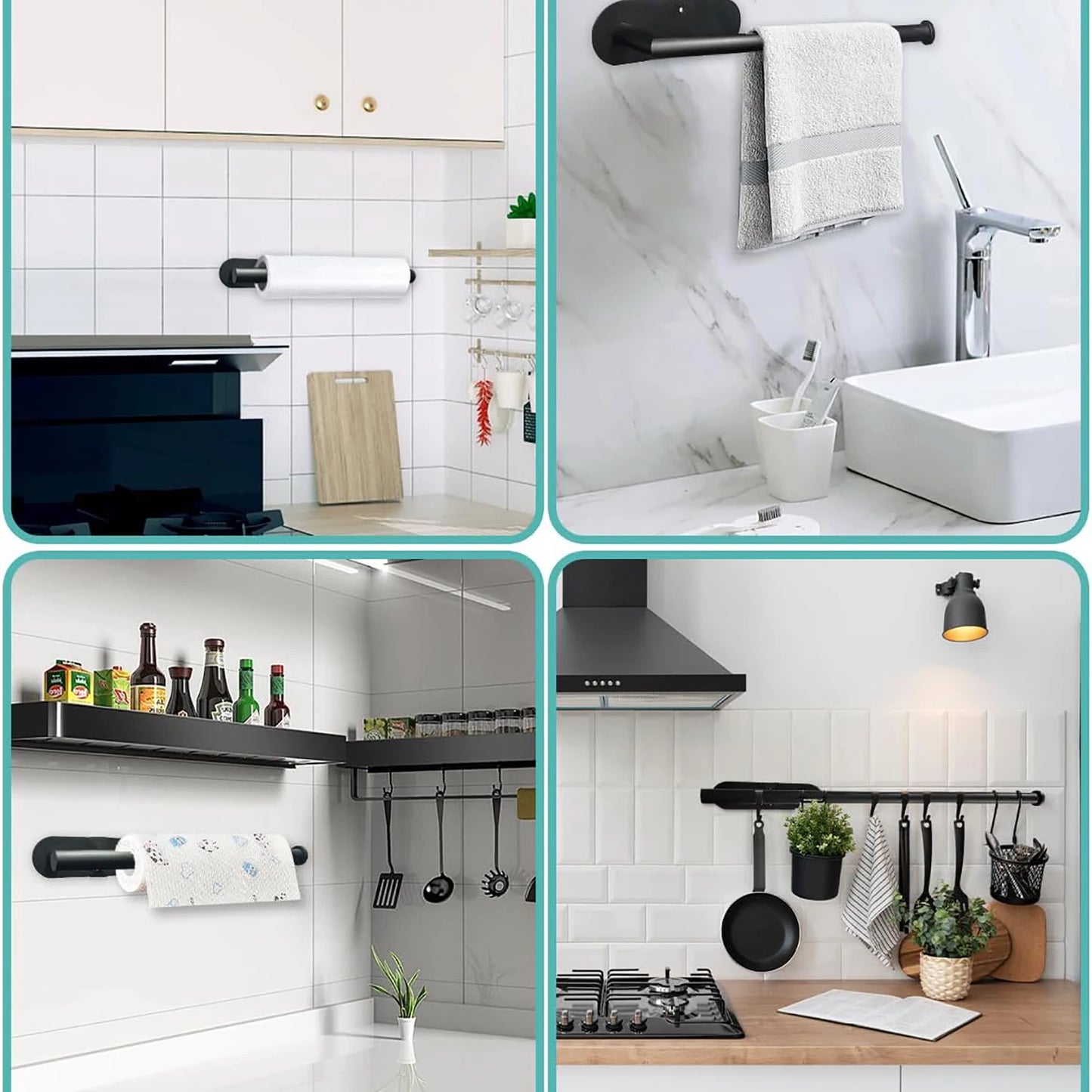 Adhesive Paper Towel Holder – Wall & Cabinet Mount Kitchen Tissue Rack for Home & Bathroom