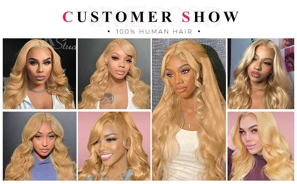 27# Honey Blond Body Wave 13x4 Lace Frontal Human Hair Wigs Brazilian Colored Loose Water Wave 13x6 HD Lace Front Wig For Women