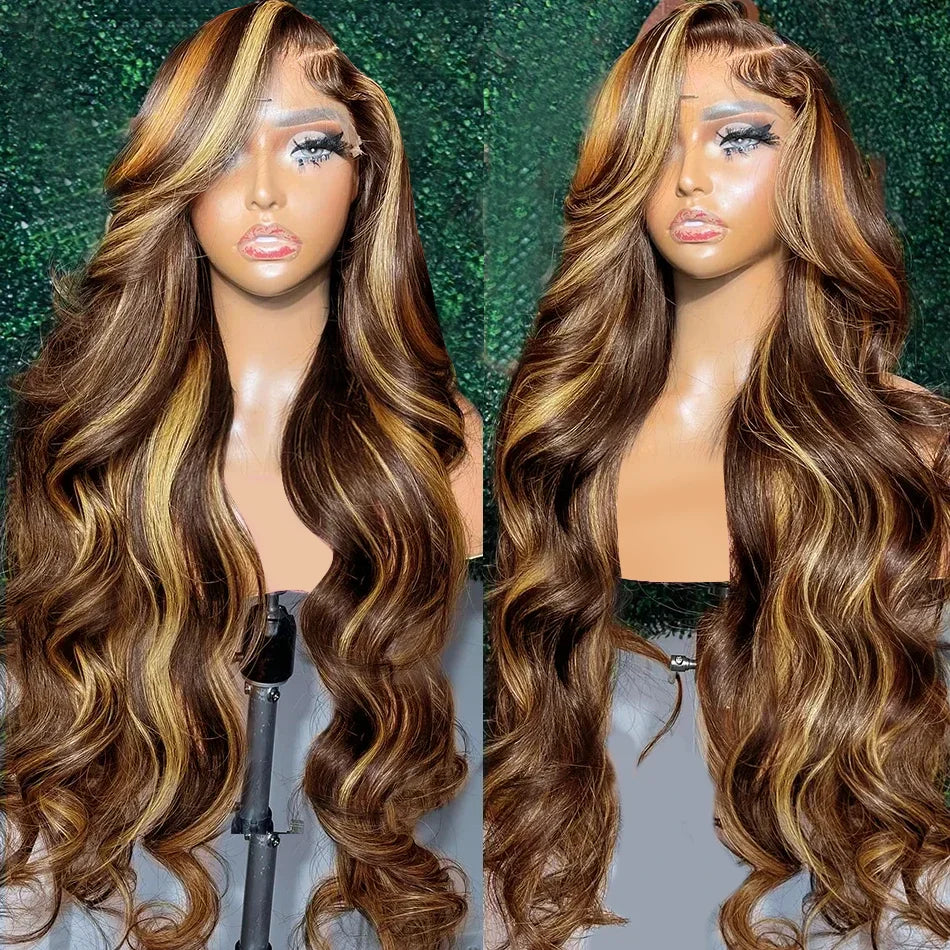 4/27 Highlight Body Wave HD Transparent Lace Front Wig | 13x6 Pre-Plucked Brazilian Remy Human Hair (26+ Inch)