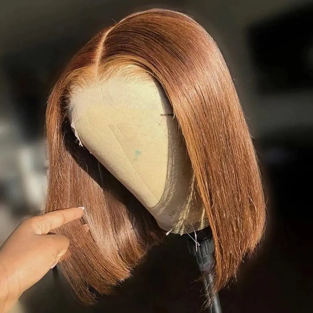 Bone Straight Bob 13x4 Lace Frontal Human Hair Wig – Chocolate Brown #4 Short Bob