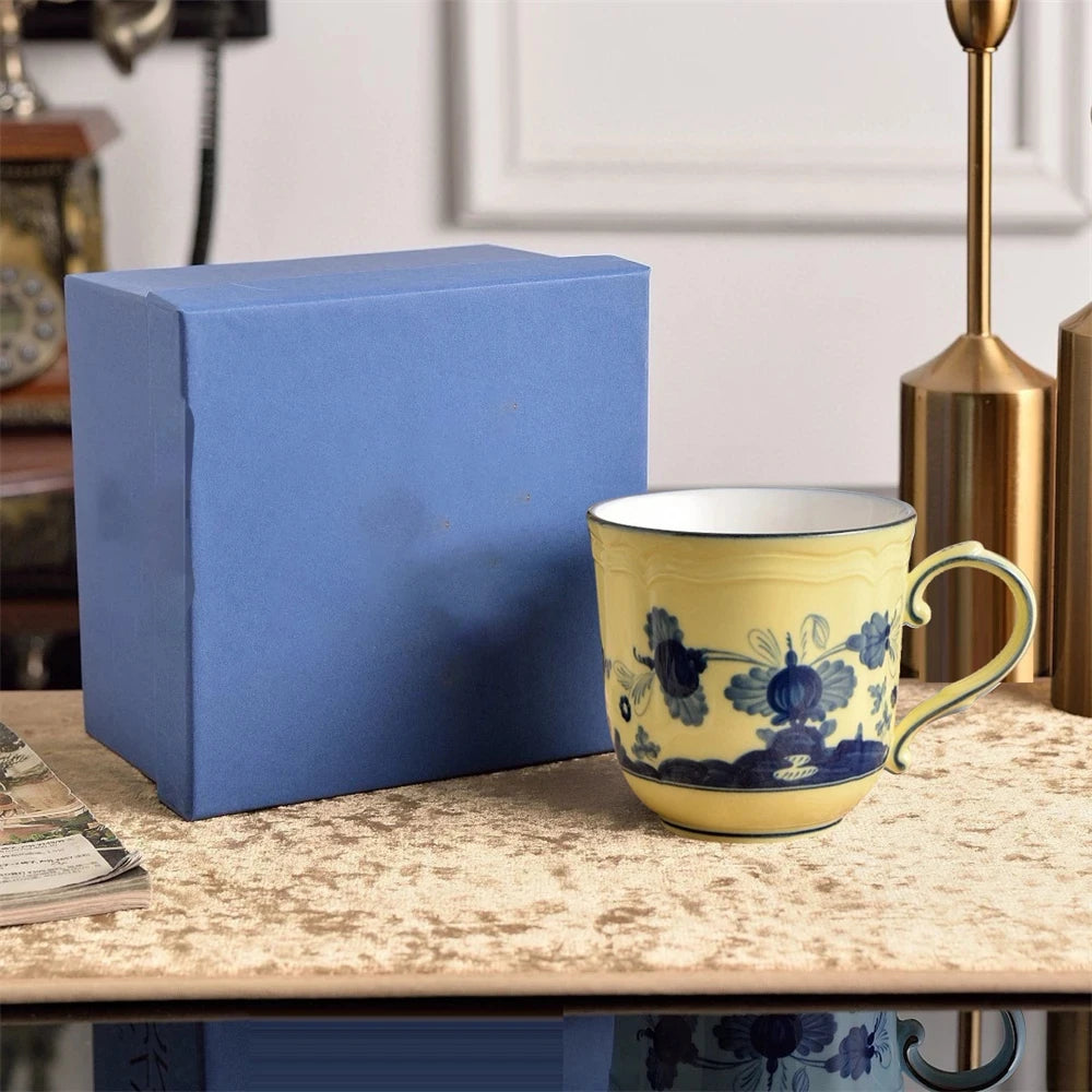 Ceramic Afternoon Tea Set – Printed Porcelain Cup, Saucer, Tray, Milk Pot & High Foot Plate
