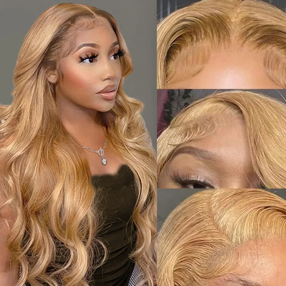 Honey Blonde 13x6 HD Lace Front Human Hair Wig – 250% Density Body Wave Brazilian Remy