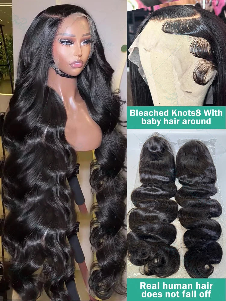 13x6 HD Lace Front Body Wave Human Hair Wig – Glueless, 200% Density, 36" (Burmese Hair)