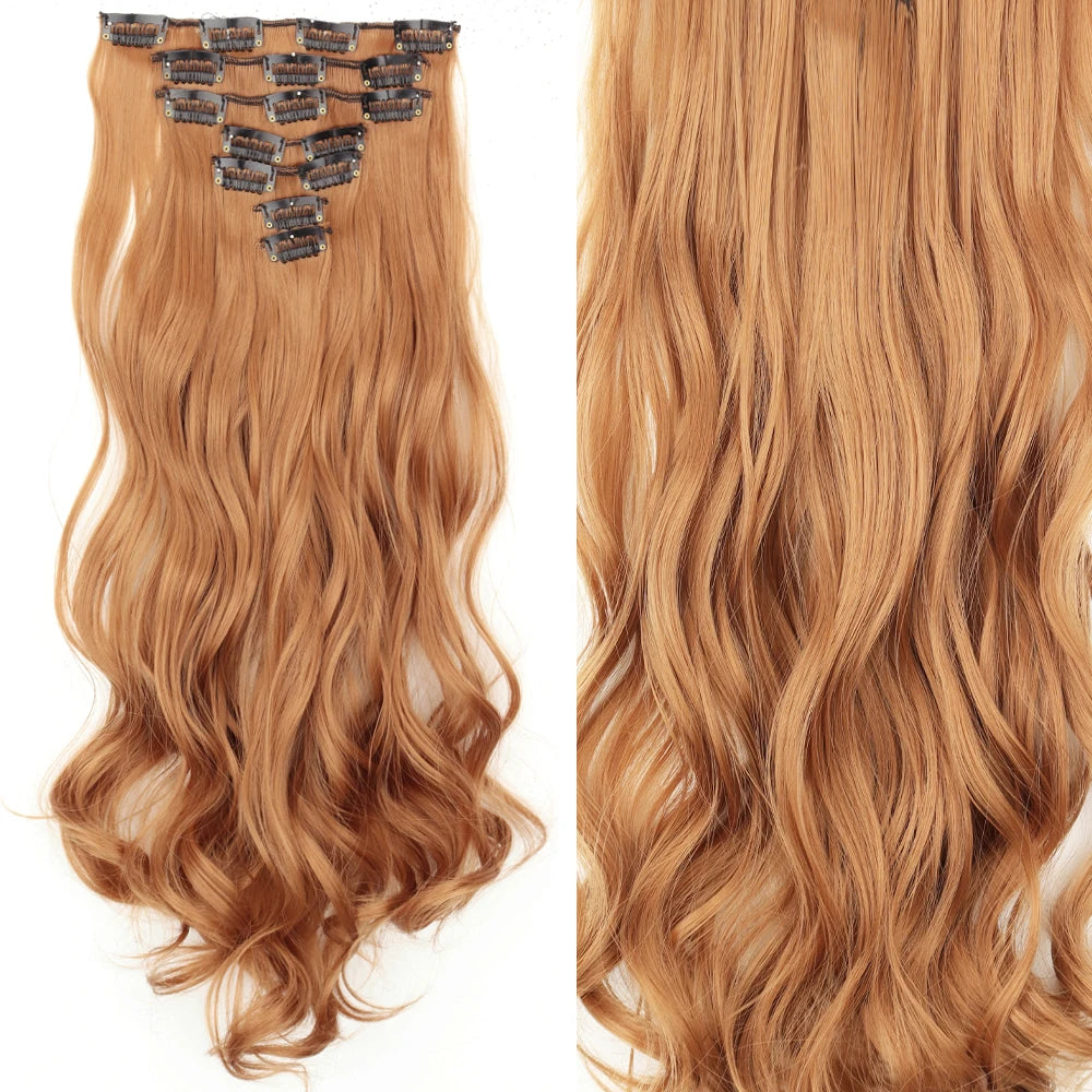 7Pcs Clip-in Hair Extensions | 24 Inch Straight | 60 Colors | Heat Resistant Fiber
