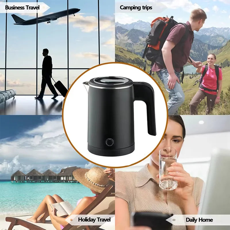 500ML Travel Electric Kettle – Portable Stainless Steel Water Boiler for Tea, Coffee & Camping