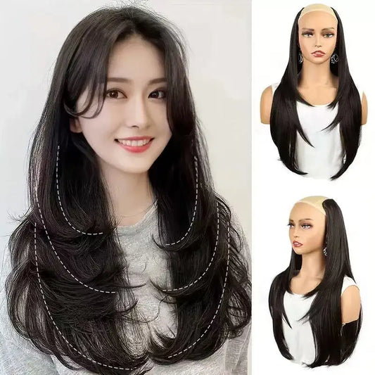 V-Shape Layered Clip-In Hair Extensions | Synthetic Straight | 22-24 Inch | 4 Clips | 180g