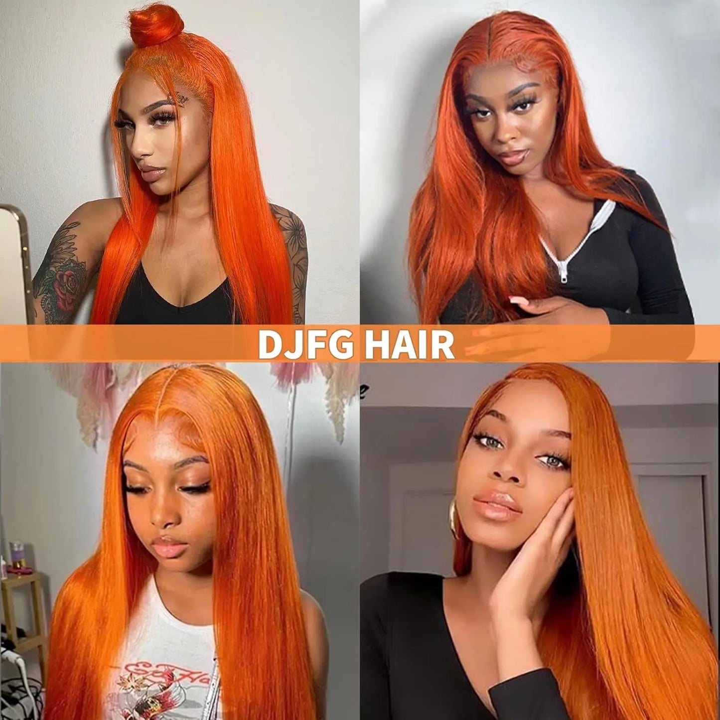 Ginger 13x6 HD Lace Front Wig – 100% Human Hair, Straight #350 Color, Pre-Plucked Hairline (220% Density)