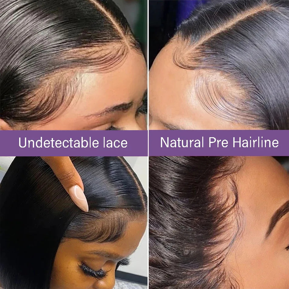 14 & 16 Inch HD Transparent Bone Straight Bob Lace Wig – 4x4 / 5x5 / 13x4, 250% Density, Natural Black