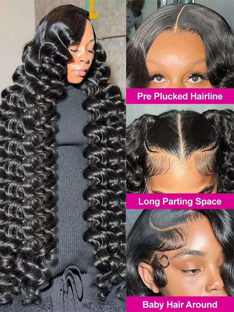 200% Density Loose Wave 13x6 HD Lace Front Wig (13x4 Option) – Brazilian Remy Human Hair, 30–40 Inch