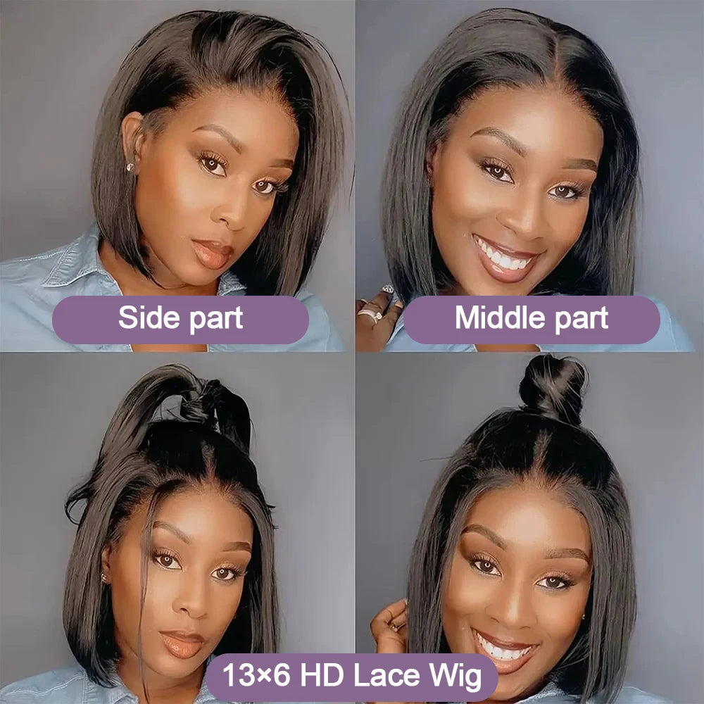 Wear & Go Glueless 13x6 HD Lace Front Short Bob Wig (Vietnamese Remy, Multi-Parting, Pre-Plucked)