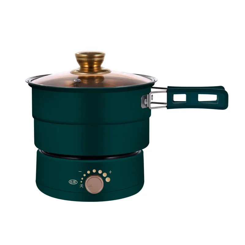 Folding Electric Hot Pot – Portable Travel Cooker with Steamer, Compact Dorm Pot