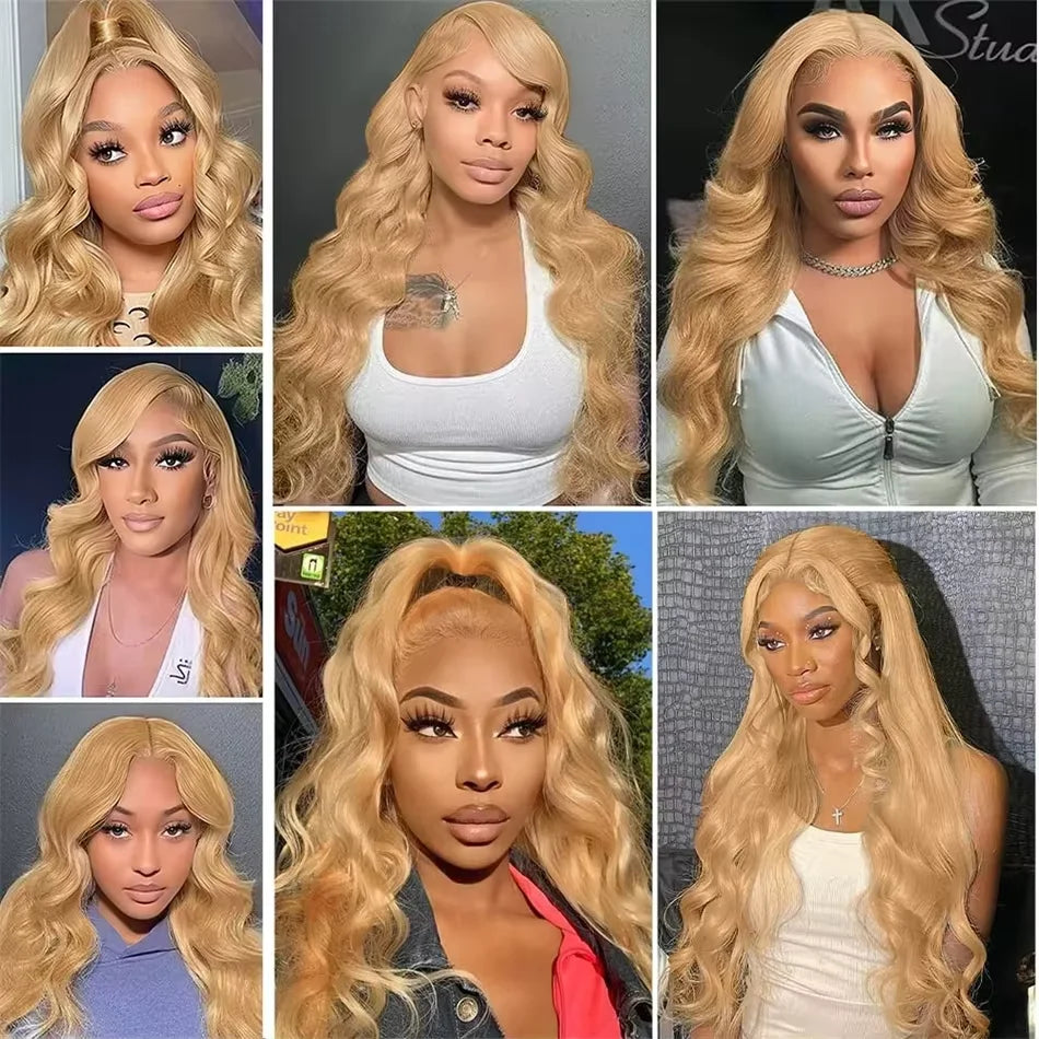 Honey Blonde 13x6 HD Lace Frontal Body Wave Human Hair Wig – Pre-Plucked Brazilian #27 Blonde