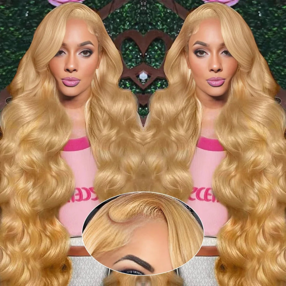 Honey Blonde 13x6 HD Lace Front Human Hair Wig – 250% Density Body Wave Brazilian Remy